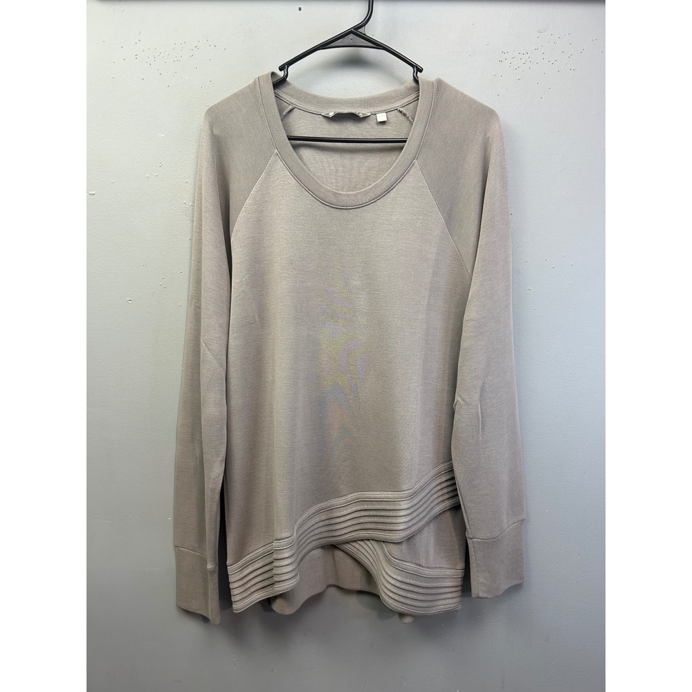 Athleta Sweatshirt Womens Large Gray Serenity Criss Cross Wrap Ribbed Pullover